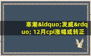 寒潮“发威” 12月cpi涨幅或转正